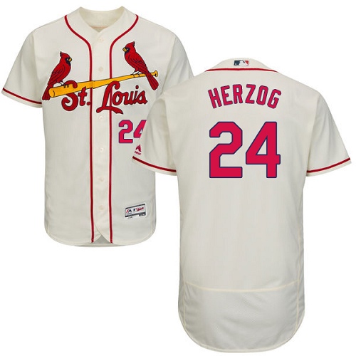 Cardinals #24 Whitey Herzog Cream Flexbase Authentic Collection Stitched MLB Jersey - Click Image to Close
